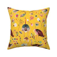 Ostriches yellow and multicolor
