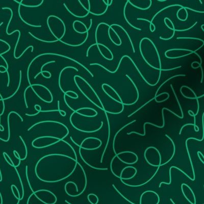 Green Squiggles on Forest Green
