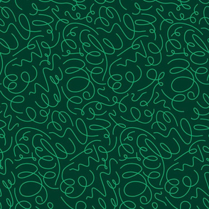 Green Squiggles on Forest Green