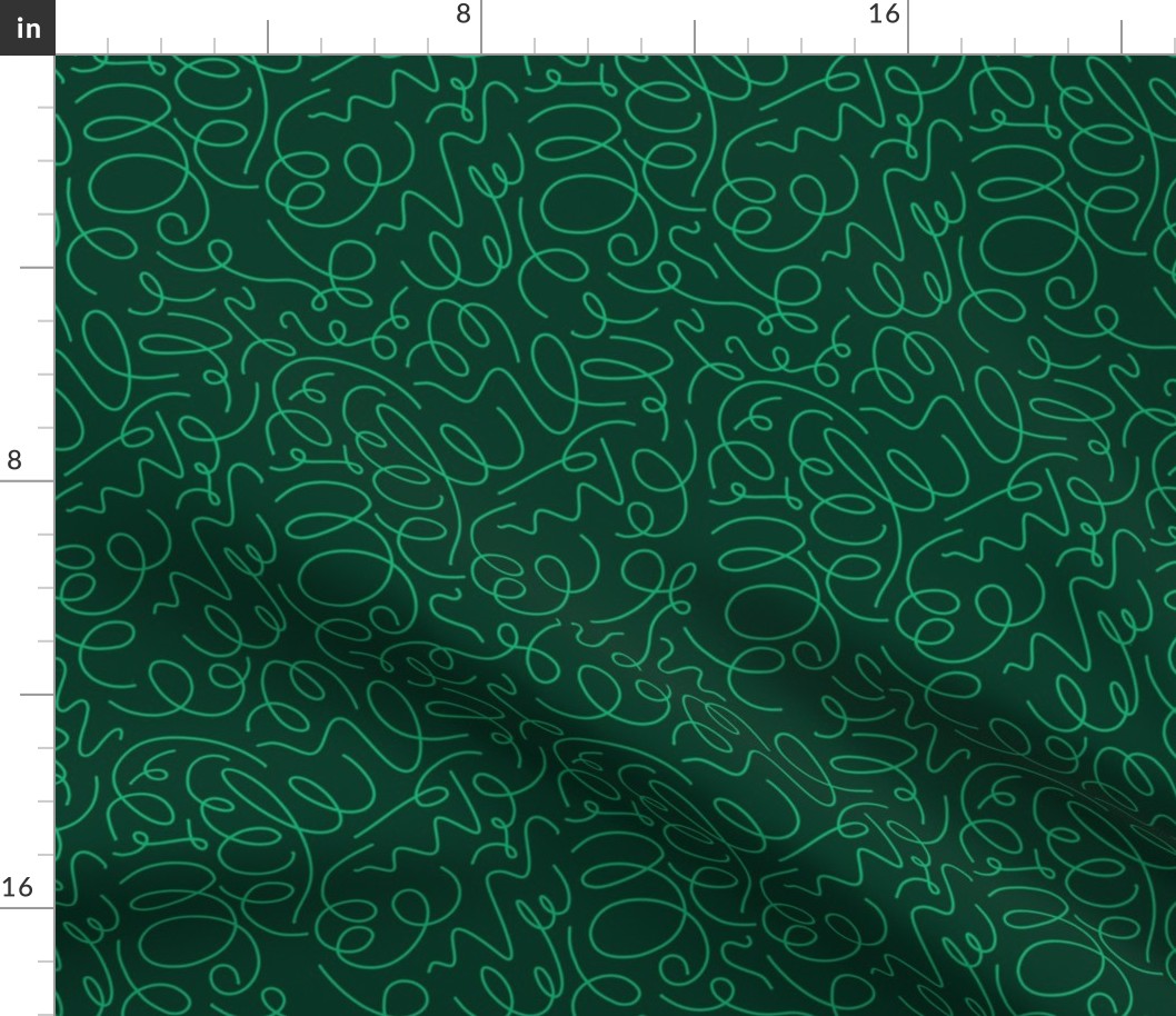 Green Squiggles on Forest Green