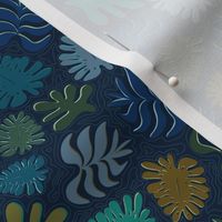 Moody Hawaii Quilted: Deep blues, with quilted water lines, SMALL scale.