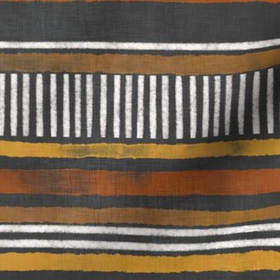 Mod Chalk - Gold - Rust Stripes (charcoal linen) 14"