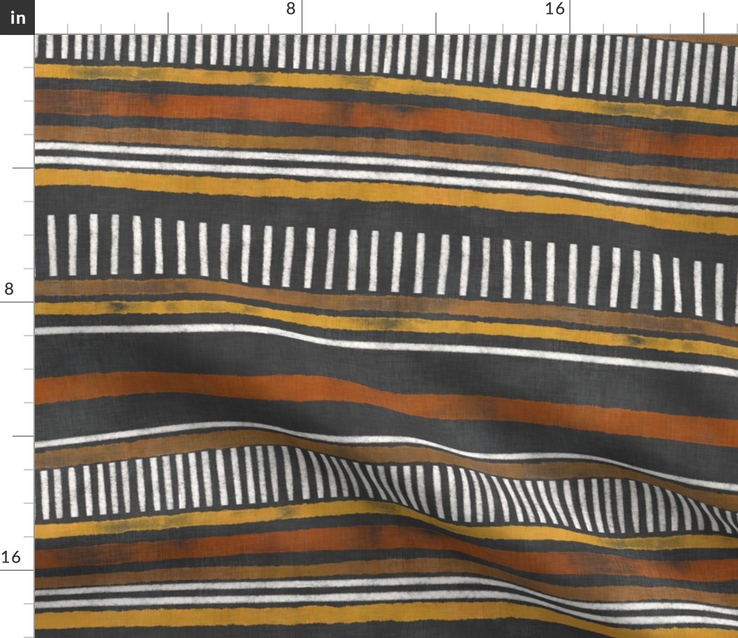 Mod Chalk - Gold - Rust Stripes (charcoal linen) 14"