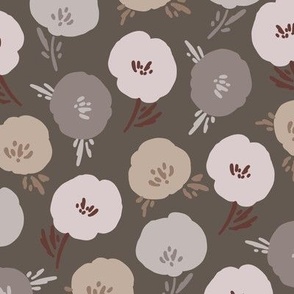 Taupe Abstract Flowers