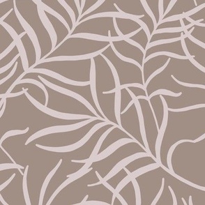 Taupe Abstract Leaves on Darker Taupe