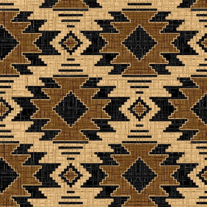 Tribal Aztec Native Ornament - Black Pastel Brown Beige - Ethnic Amulet Boho Textured Canvas Retro Pattern - Large