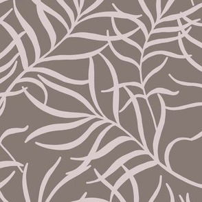 Taupe Abstract Leaves 