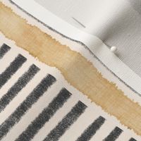 Mod Gold - Rust - Charcoal Stripes (offwhite linen) teatowel 14"