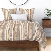 Mod Gold - Rust - Charcoal Stripes (offwhite linen) teatowel 14"