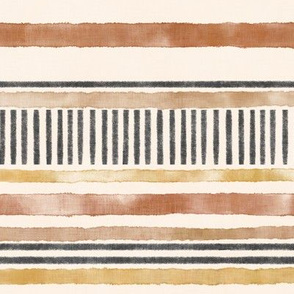 Mod Gold - Rust - Charcoal Stripes (offwhite linen) 12"