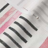 Mod Pink - Rust - Charcoal Stripes (white linen) 14"