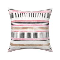 Mod Pink - Rust - Charcoal Stripes (white linen) 14"