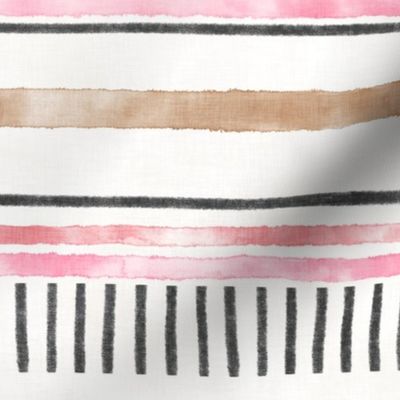 Mod Pink - Rust - Charcoal Stripes (white linen) 14"