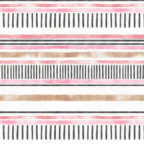 Mod Pink - Rust - Charcoal Stripes (white linen) 14"