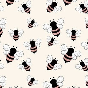 Busy buzzing bumble bees Scandinavian style minimalist boho bee design for kids nursery cream moody coral 