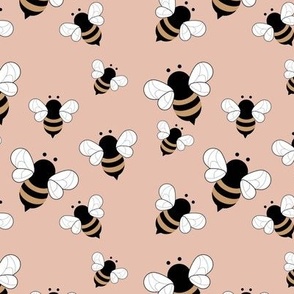 Busy buzzing bumble bees Scandinavian style minimalist boho bee design for kids nursery moody coral blush ochre  