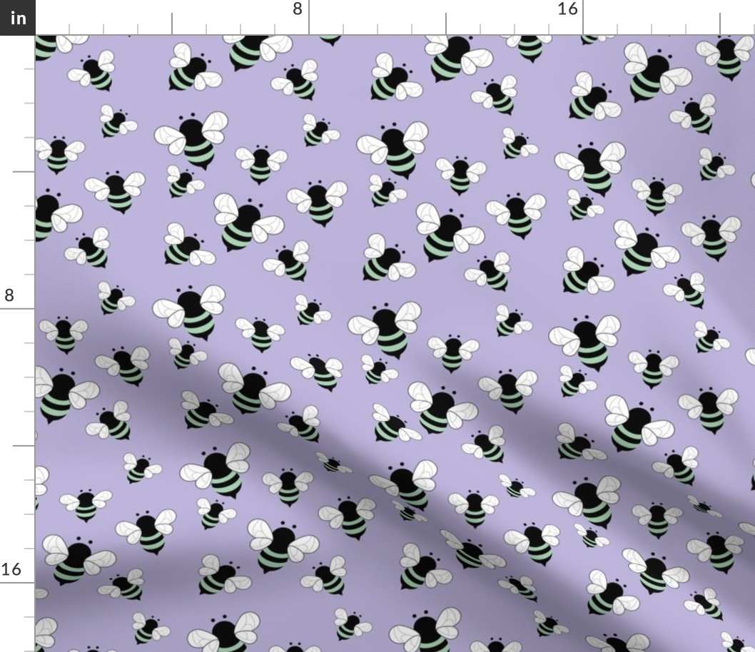 Busy buzzing bumble bees Scandinavian style minimalist boho bee design for kids nursery lilac purple mint 