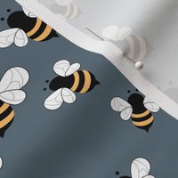 Busy buzzing bumble bees Scandinavian style minimalist boho bee design for kids nursery stone blue yellow 