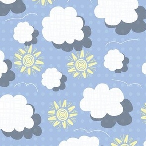 Polka Dots Kids Sweet Dreams White Clouds in Blue Skies