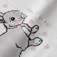 Baby rabbits with pink hearts