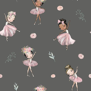 ballet blush floral dark grey