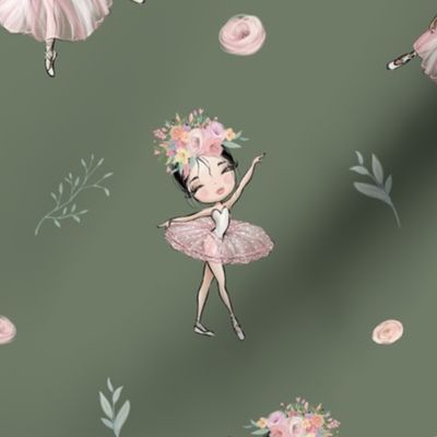 ballet blush floral olive