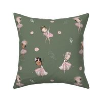 ballet blush floral olive