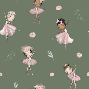 ballet blush floral olive