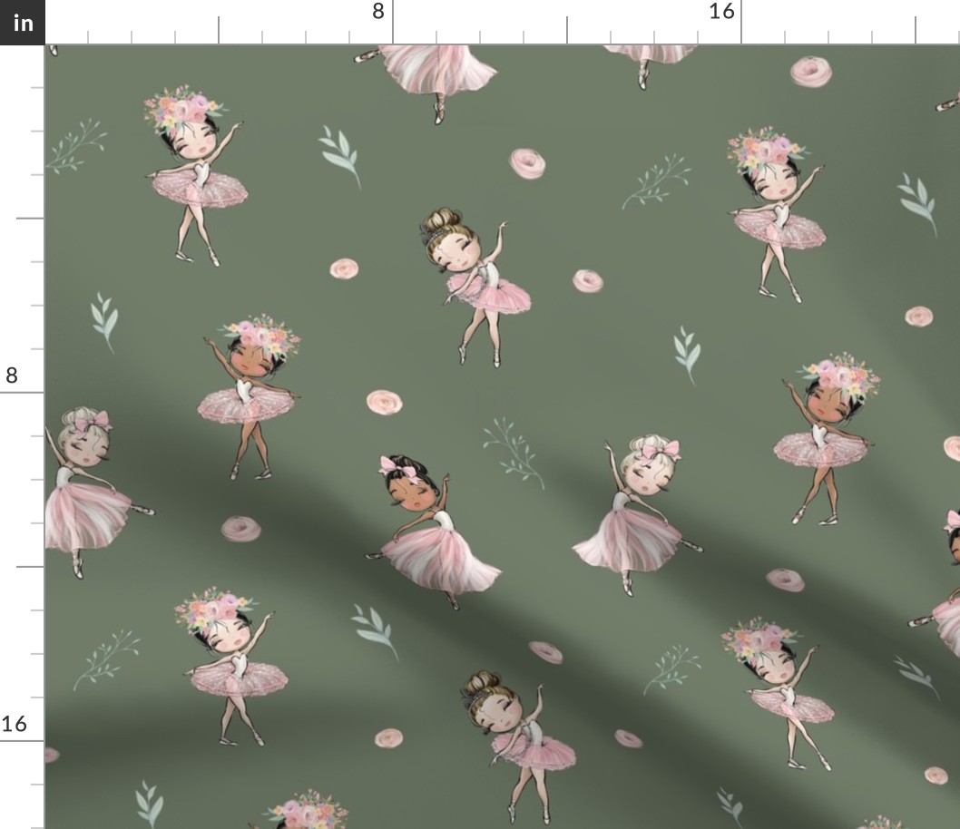 ballet blush floral olive