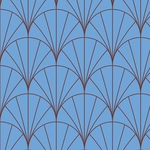 Brown Art Deco Fans on Blue