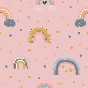 Rainbow and dots pink