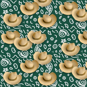 Cowboy Hats Green Bandana Print