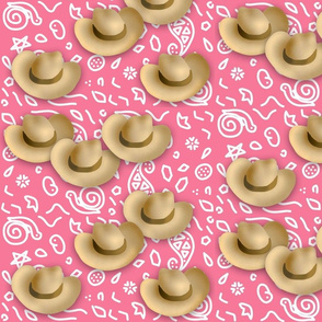 Cowboy Hats Pink Bandana Print