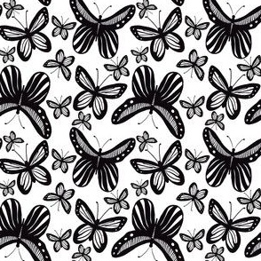 Modern Butterflies Black and White