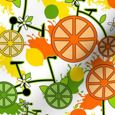 Citrus Pop Bikes- Colorful on White- Regular Scale