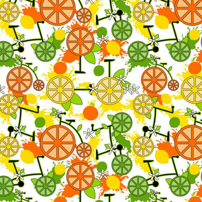 Citrus Pop Bikes- Colorful on White- Regular Scale