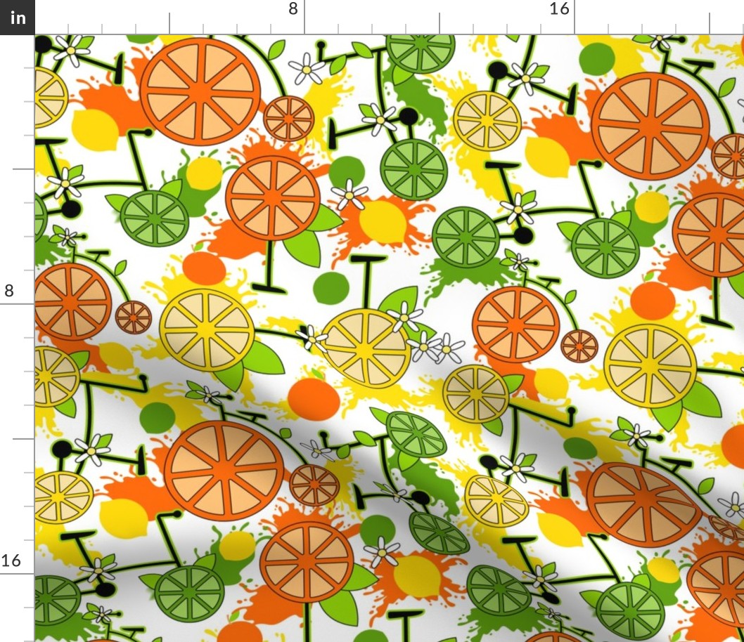 Citrus Pop Bikes- Colorful on White- Regular Scale