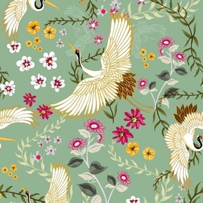 Cranes-on-pale-green-chinoiserie-regency
