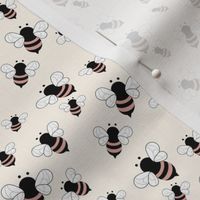 Busy buzzing bumble bees Scandinavian style minimalist boho bee design for kids nursery cream moody coral SMALL