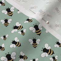 Busy buzzing bumble bees Scandinavian style minimalist boho bee design for kids nursery mint green sage yellow SMALL