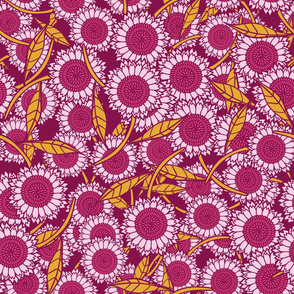 pink sunflowers by rysunki_malunki