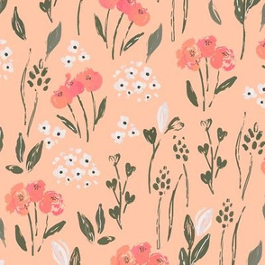 Handpainted meadow - apricot