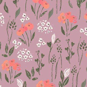 Handpainted meadow - dusty mauve