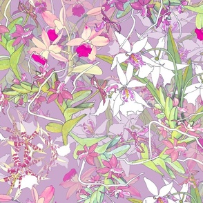 Entwined Orchids Pink on Lilac 24inL