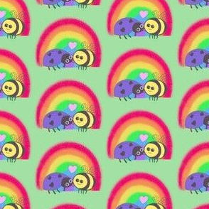 Ladybug bee rainbow love green