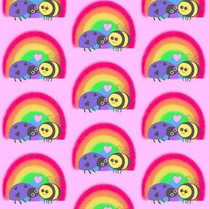 Ladybug bee rainbow love pink