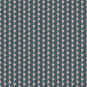 stripes of pink flowers and orange ropes on teal by rysunki_malunki