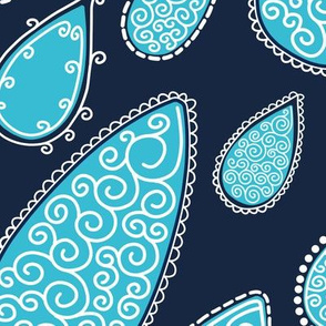 patterned raindrops - navy blue