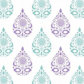 Weather Damask Purple and Green