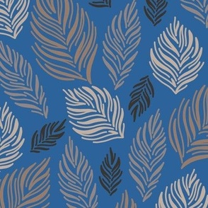 Brown Leaves on Blue